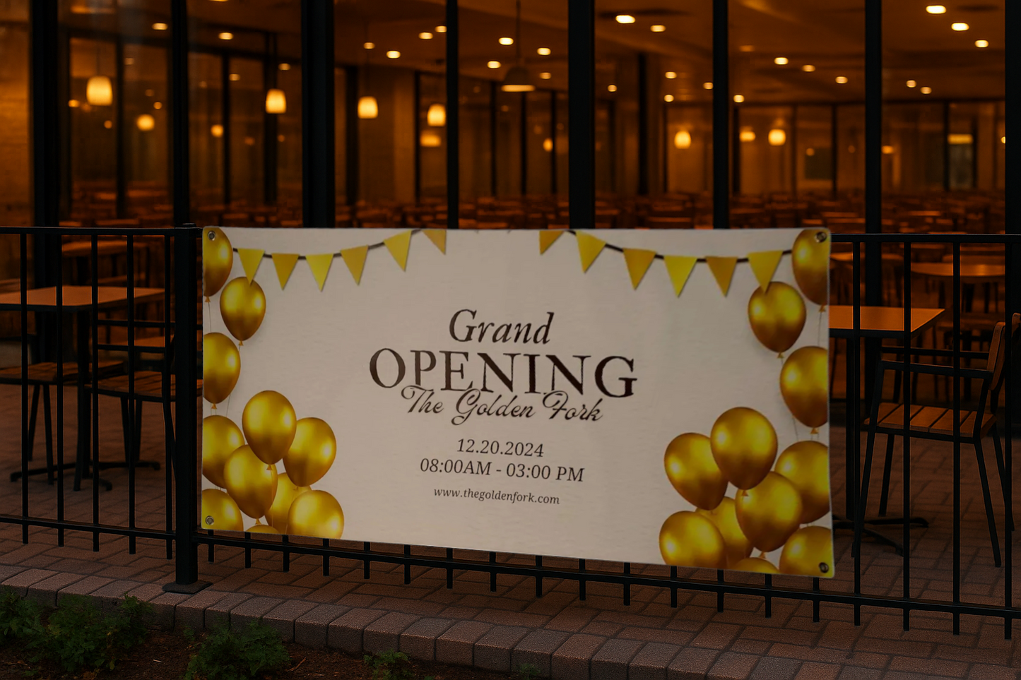 Custom Grand Opening Banner for Restaurant 4ft x 2ft - Print with Provision Custom Banner Printing Custom Outdoor Sign