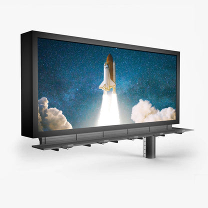 15oz backlit vinyl banner displaying a rocket launch, illuminated billboard example for vibrant outdoor advertising and lightbox displays.
