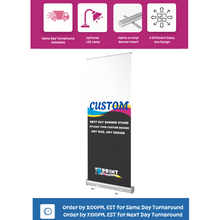 Custom Retractable Banner Stand, Pull Up Banner with Fast Shipping and Turnaround with Custom Vinyl Banner or Custom Fabric Insert