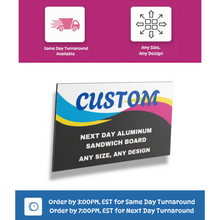 Custom Aluminum Sandwich Board Sign customizable for Any Size and Any Design